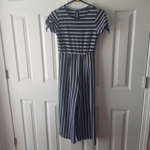 Blue and White Striped Jumpsuit